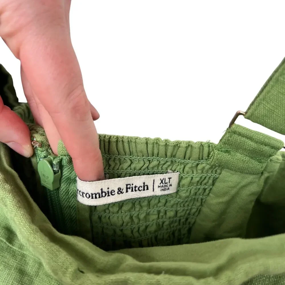 Abercrombie Emerson Linen Blend Skort Green XLT Adjustable Waist Smocked Back - Picture 9 of 10